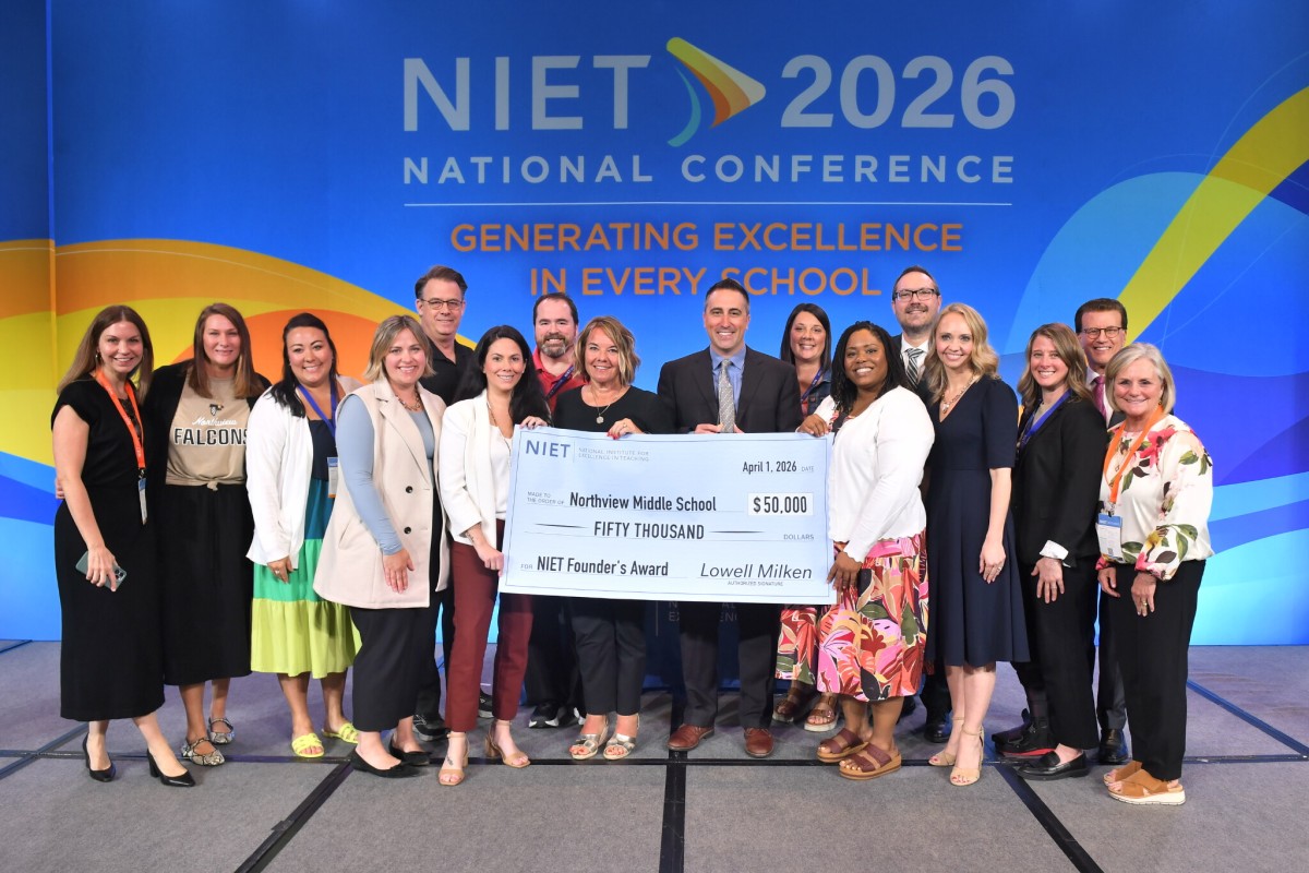Indiana’s Northview Middle School Surprised with National Institute for Excellence in Teaching’s Founder’s Award and $50,000 Grand Prize