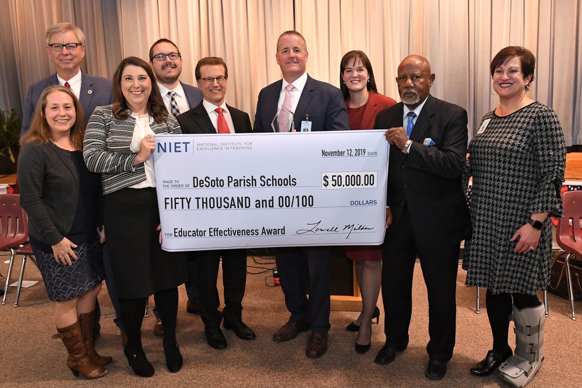 DeSoto Parish Schools Surprised with $50,000 District Award of Excellence for Educator Effectiveness from NIET