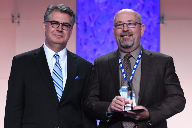 NIET CEO Dr. Gary Stark Presents TAP Founder's Award Finalist Honor to Slaton Junior High Principal Jim Andrus