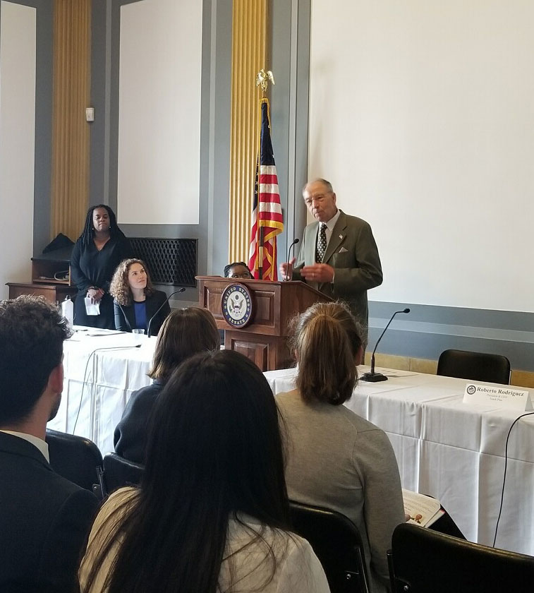 Iowa U.S. Senator Chuck Grassley addresses teacher leadership panel