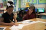 NIET CEO Dr. Candice McQueen works with Mansfield Elementary students