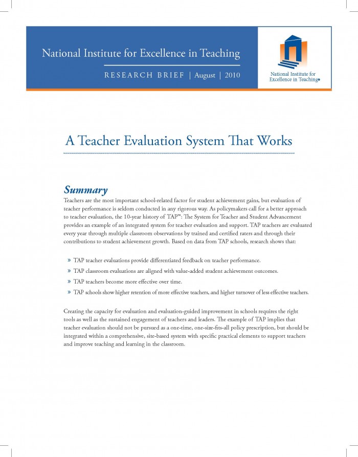 A Teacher Evaluation System That Works
