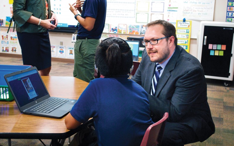 NIET President and COO Josh Barnett Meets with a Student at Wildflower Accelerated Academy, Arizona