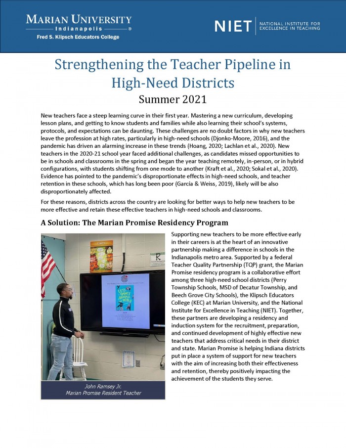 Strengthening the Teacher Pipeline in High-Need Districts